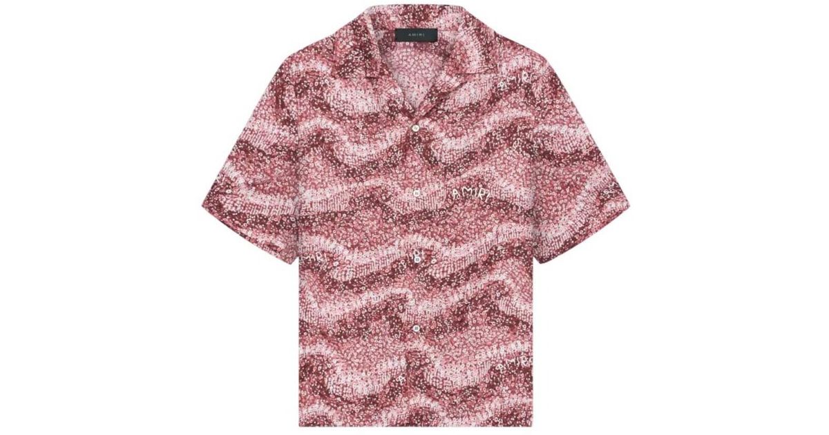 Amiri Wavy Embellished Bowling Silk Shirt in Pink for Men | Lyst