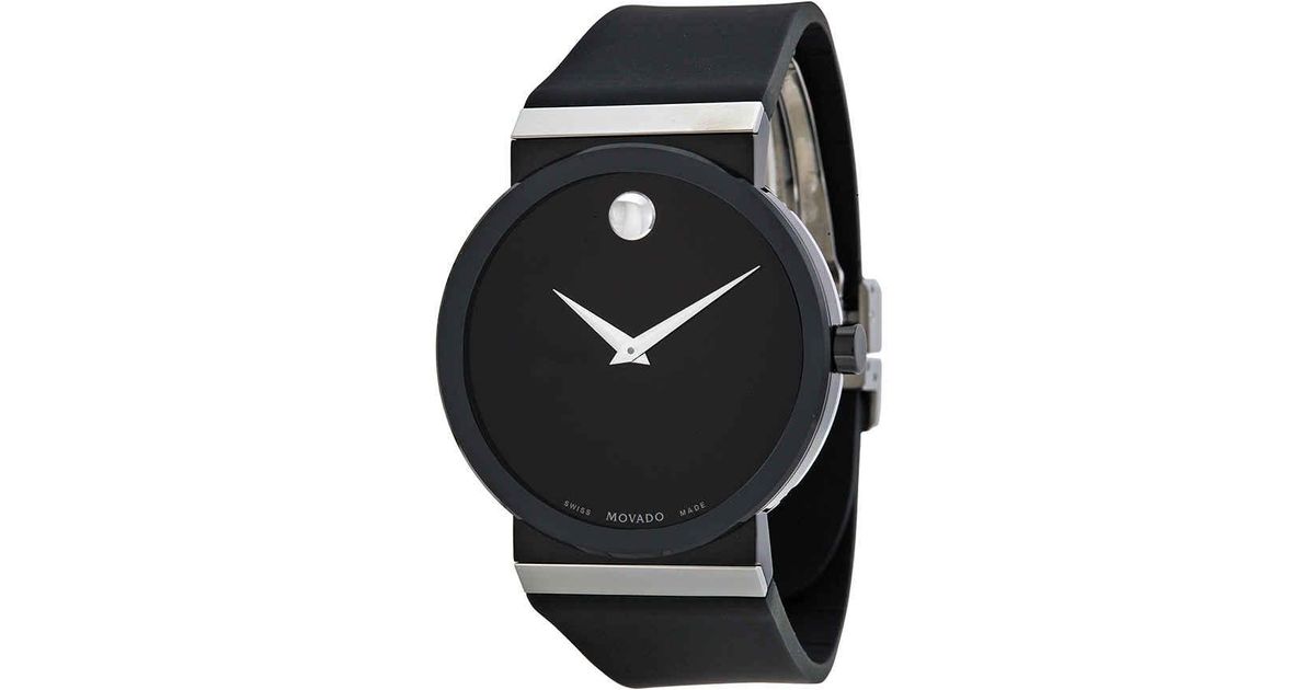 Movado Sapphire Synergy Black Dial Black Rubber Mens Watch 606780 For ...