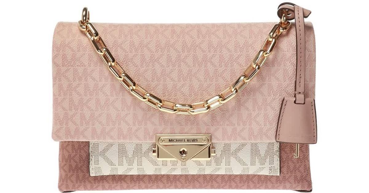 Michael Kors Cece Medium Shoulder Bag in Gold Tone (Pink) Lyst