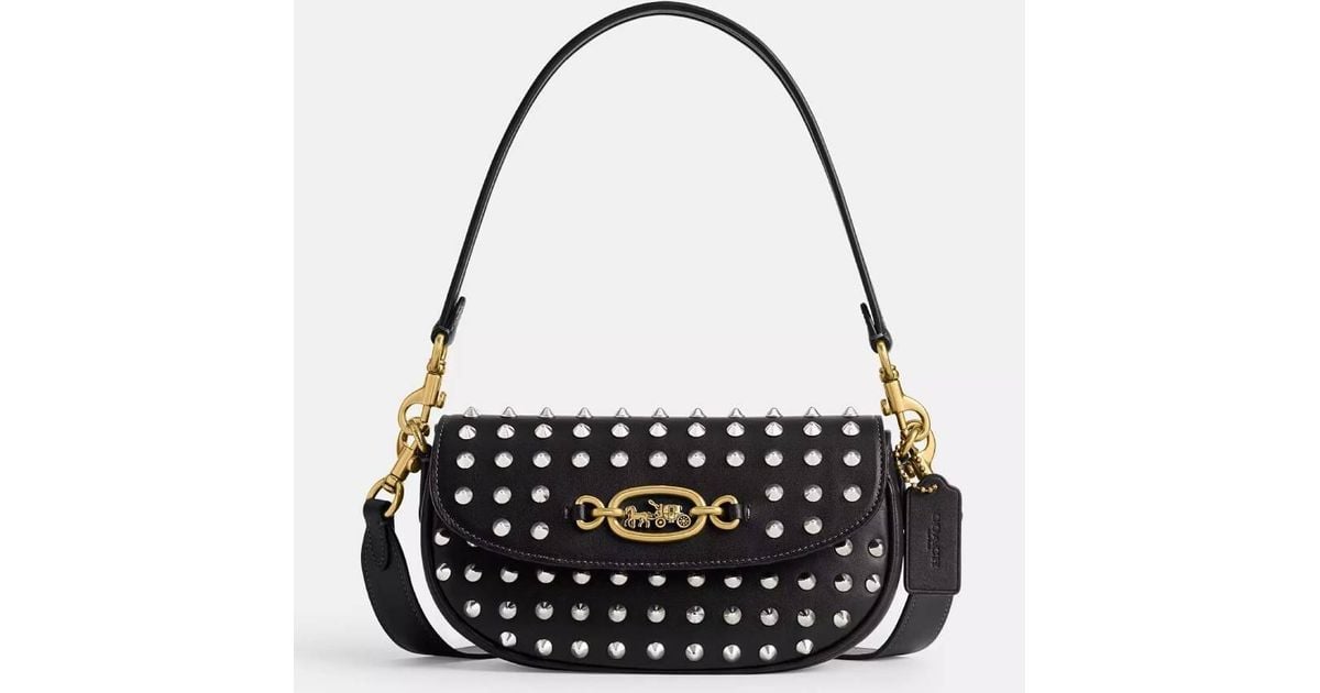 COACH Harley 23 Studded Shoulder Bag in Black | Lyst