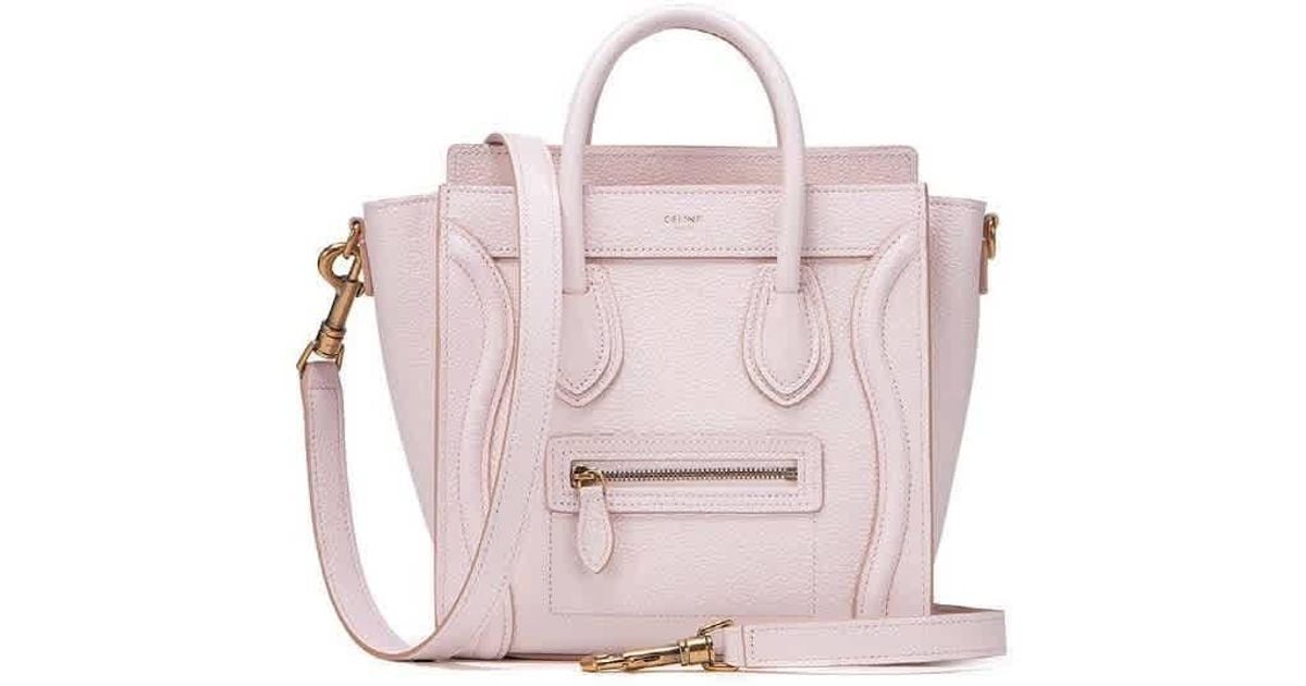 celine nano luggage bag in drummed calfskin
