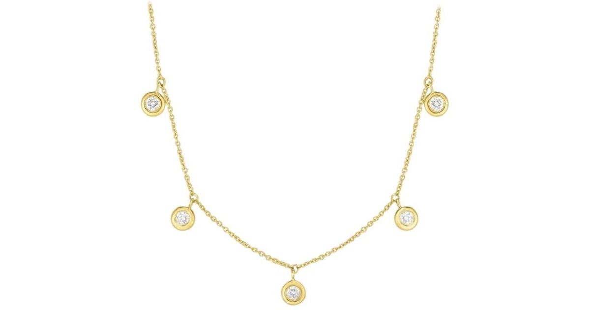 Roberto Coin Five Diamond Drop Station Necklace in Metallic | Lyst UK