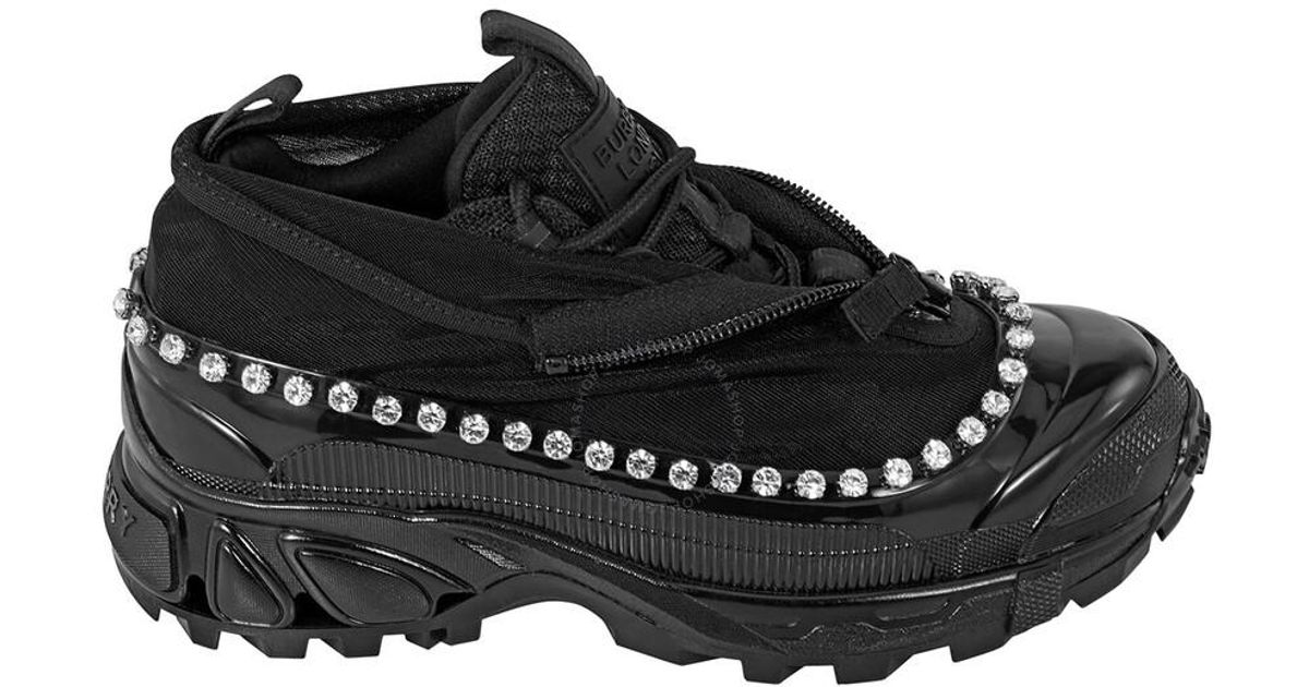 Burberry Crystal Detail Mesh Nylon And Suede Arthur Low-top