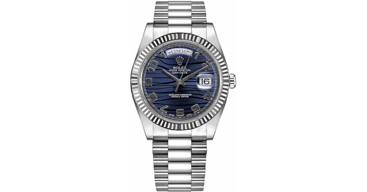 day date white gold blue dial
