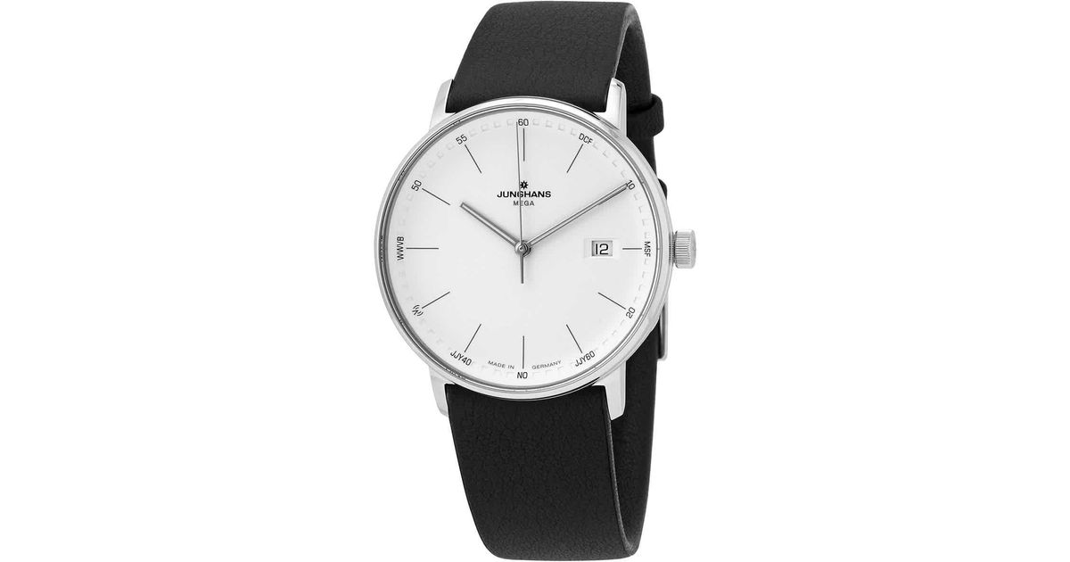Junghans Form Mega Radiocontrolled White Dial Watch in Black for Men