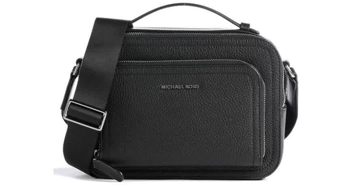 Michael Kors Hudson Pebbled Leather Crossbody Bag in Black for Men | Lyst
