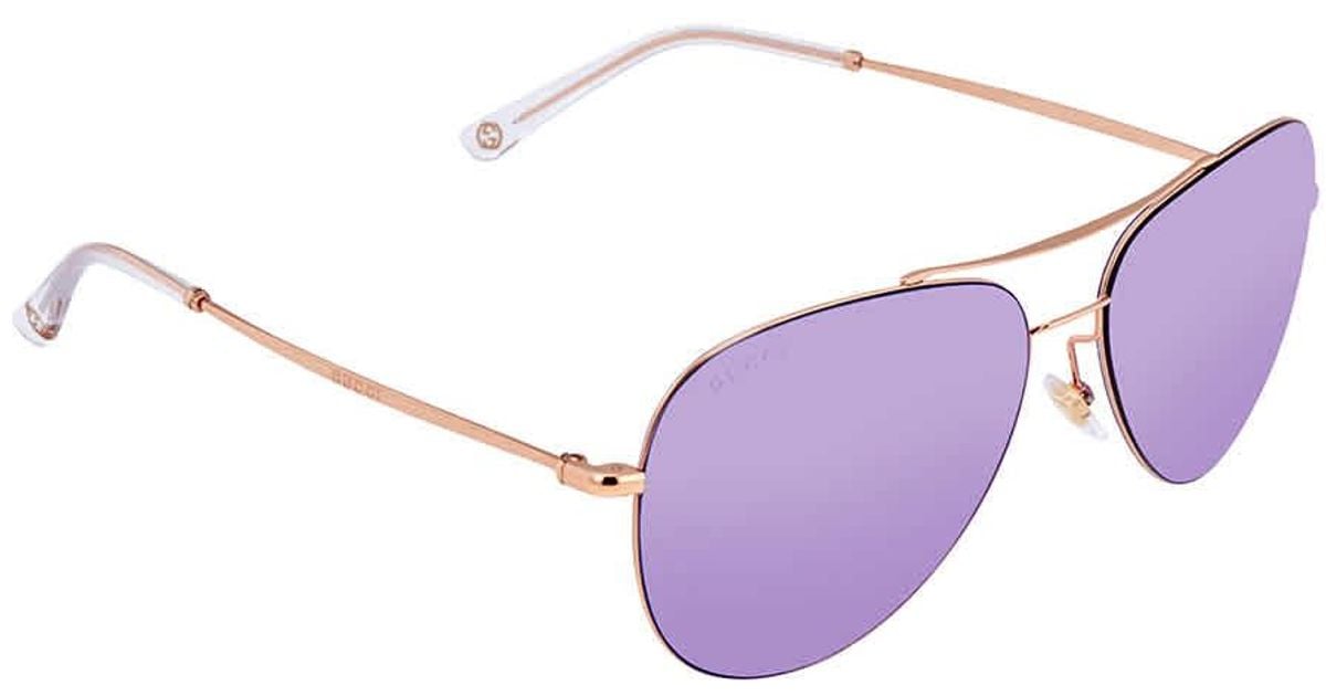 Gucci Lilac Ladies Sunglasses in Gold 