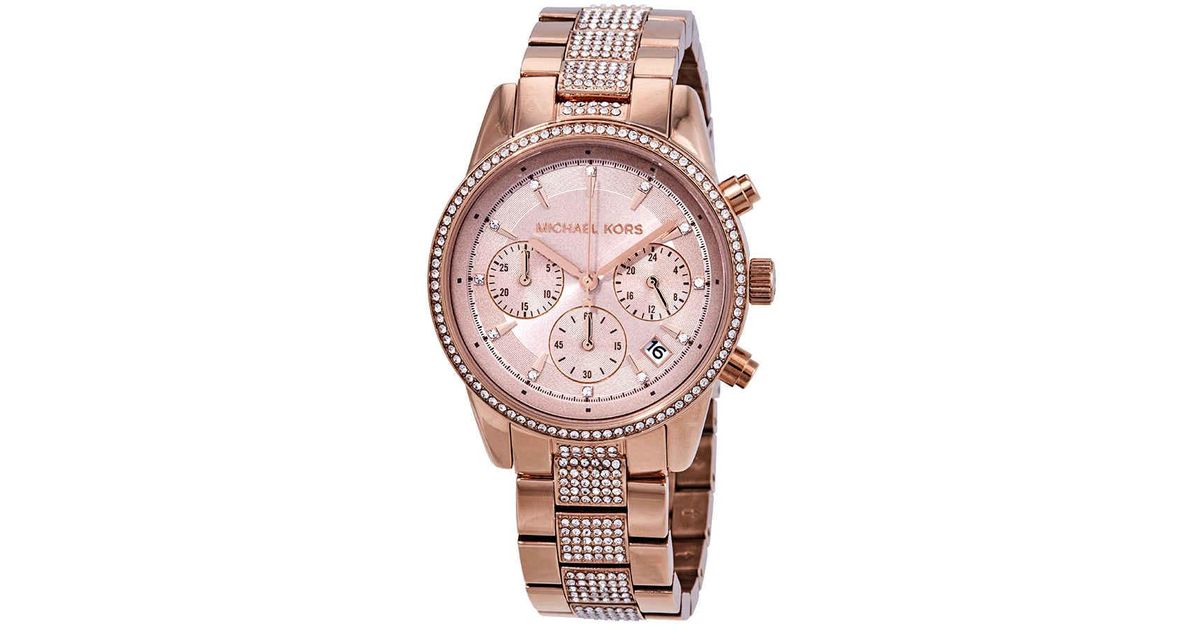 ritz pave gold tone watch