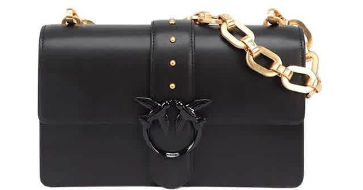 Pinko Love Leather Shoulder Bag in Black Lyst Canada