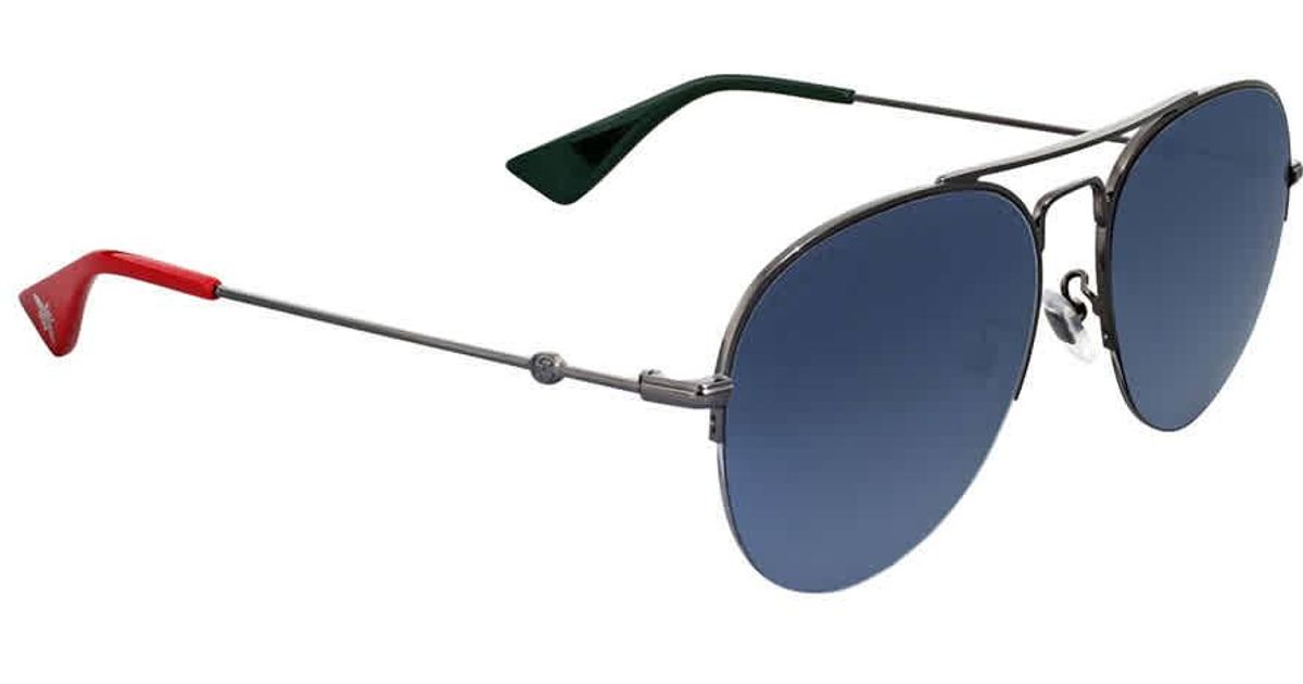 gucci silver tone aviator sunglasses