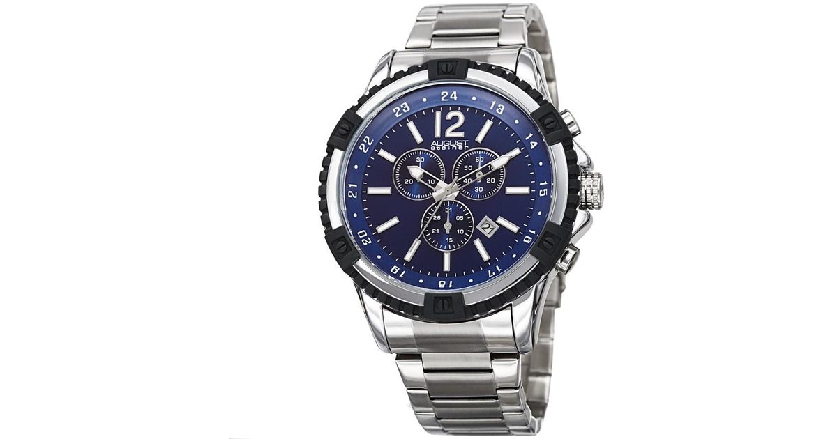 August Steiner Chronograph Blue Dial Watch in Metallic for Men | Lyst