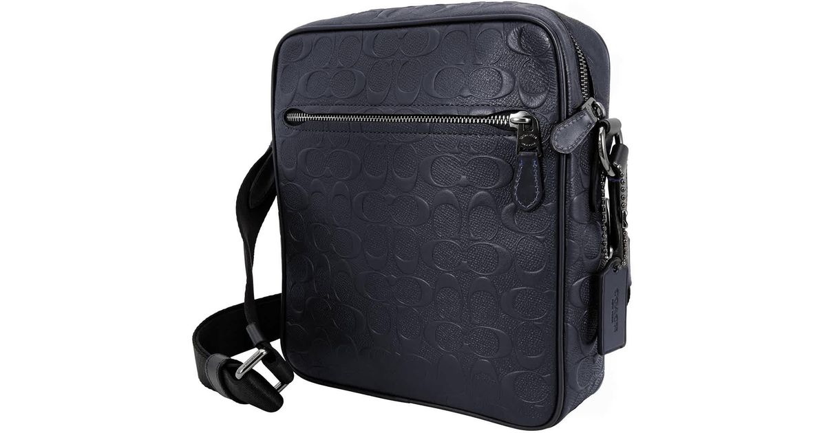 COACH Signature Leather Metropolitan Flight Bag in Blue for Men Lyst