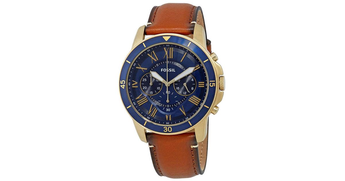 fossil grant blue dial