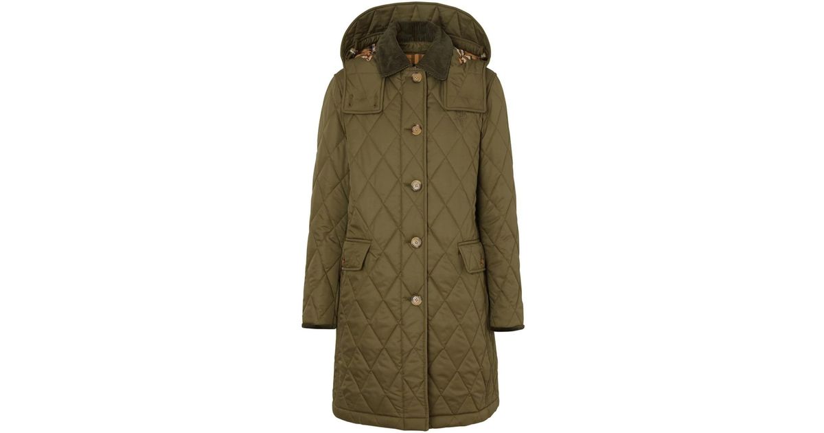 burberry detachable hood diamond quilted coat
