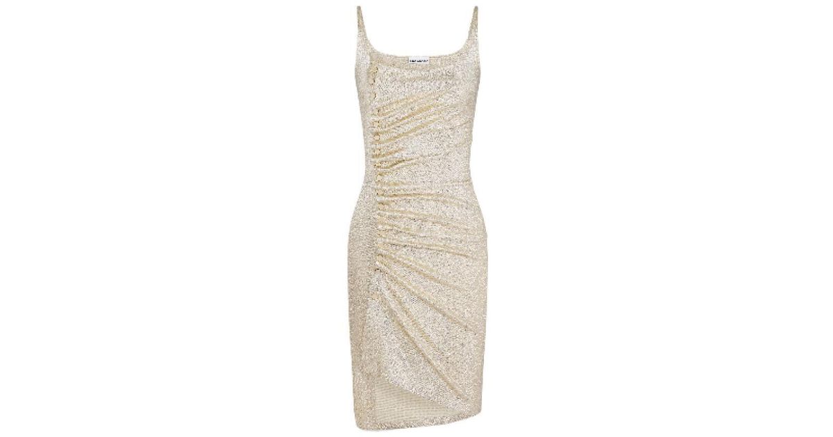 Paco Rabanne Size Chart Rabanne Paco Ruched Mini Sleeveless Drape Dress, Brand Size 34 (Us in ...