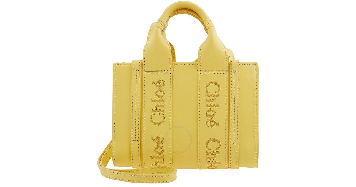 Chloé Woody Mini Tote Bag in Yellow | Lyst