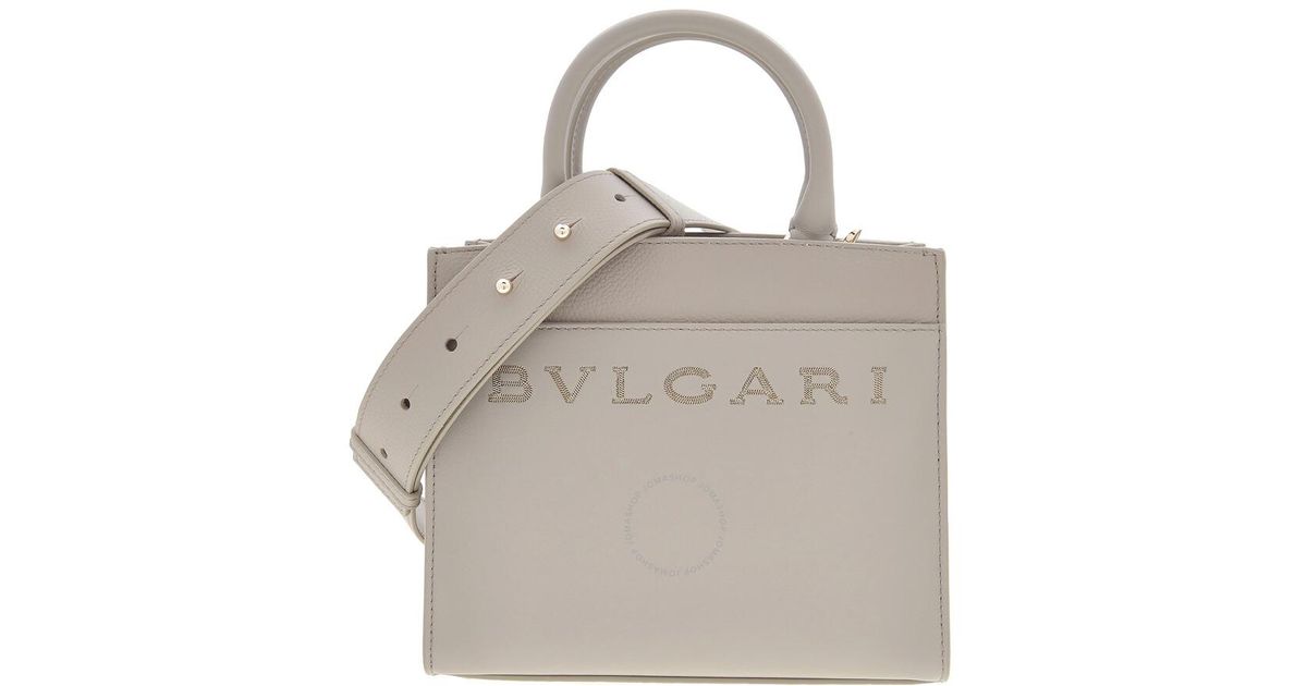 BVLGARI Logo Leather Tote Bag in Grey | Lyst UK