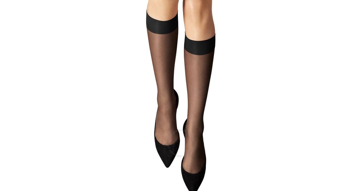 Wolford Nude 8 Sheer Knee-high Stockings in Black | Lyst