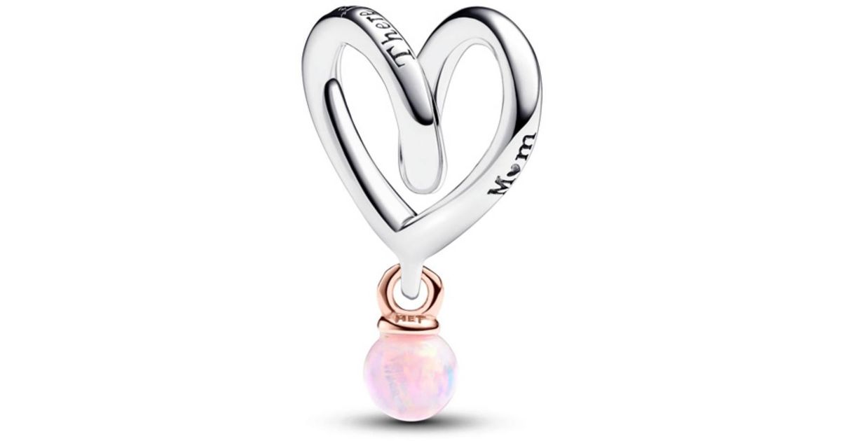PANDORA Two-Tone Wrapped Heart Charm in White | Lyst