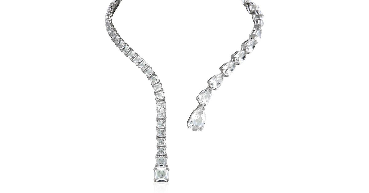 Swarovski Matrix Necklace Open Rhodium Shiny Crystal in Metallic