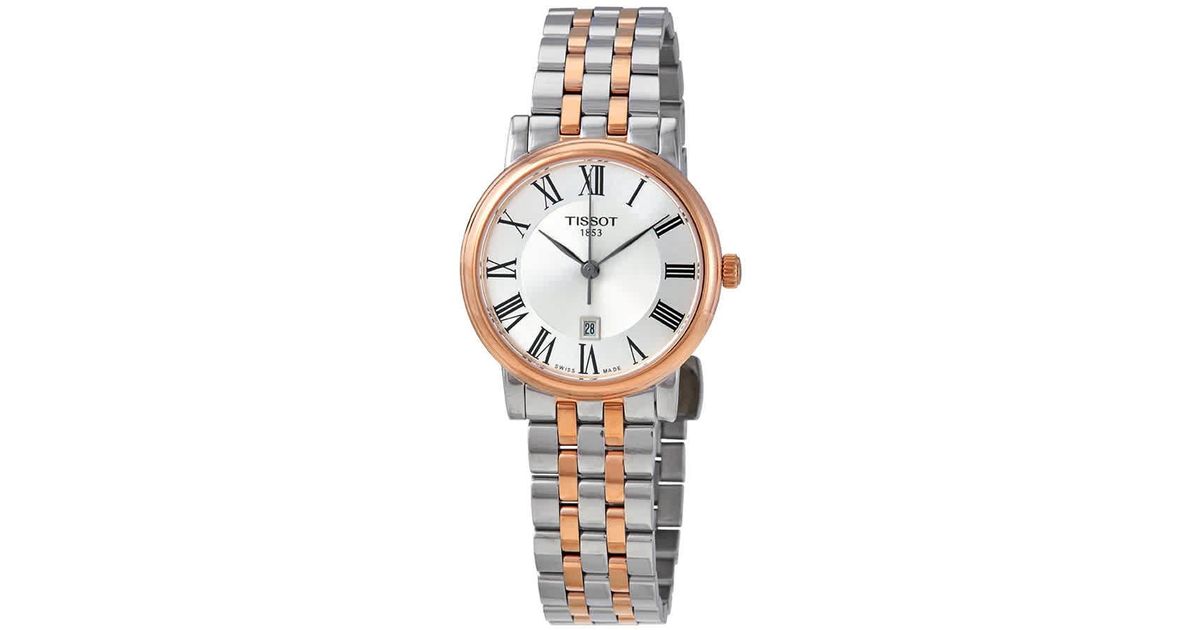 Tissot Carson Premium Lady Quartz Silver Dial Ladies Watch in Black,Gold Tone,Pink,Rose Gold t 