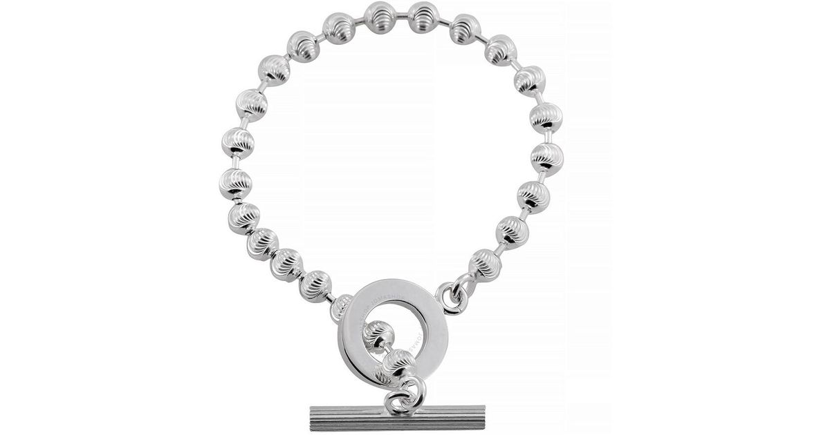 Gucci Boule Sterling Stripe Beaded Chain Bracelet in Metallic 