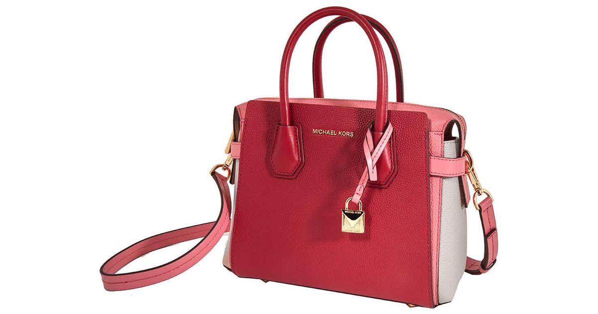 Michael michael kors mercer belted tricolor pebble leather satchel discount