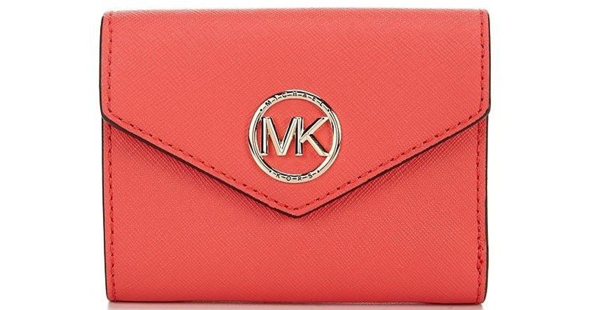 Michael Kors Greenwich Envelope Trifold Wallet in Red | Lyst