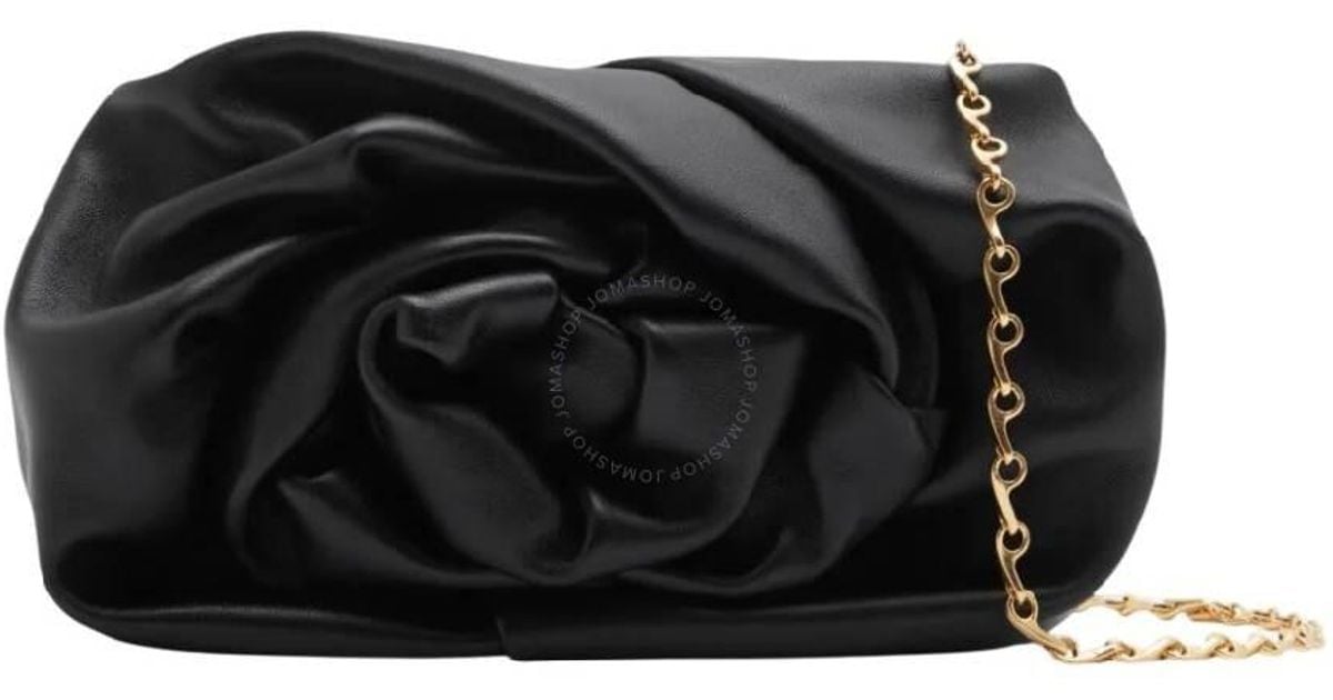 Burberry★素敵！\"Rose Clutch\" Black Leather Clutch Bag Rose leather clutch in black - Burberry | Mytheresa