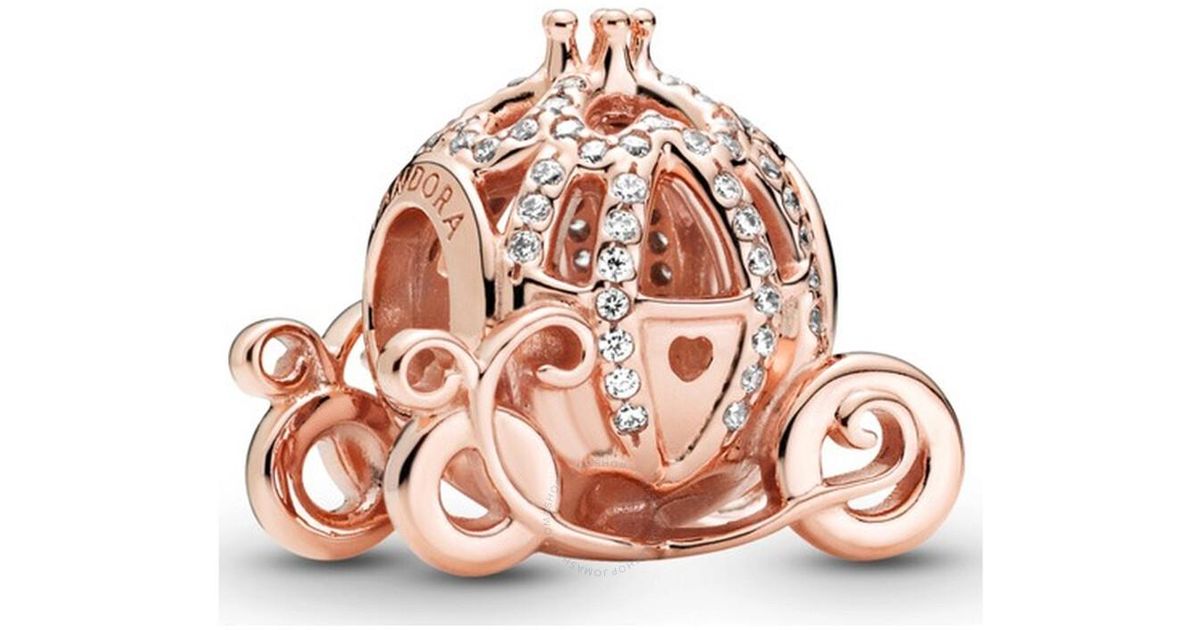 PANDORA Ladies Rose Disney Cinderella Sparkling Carriage Charm in Pink ...