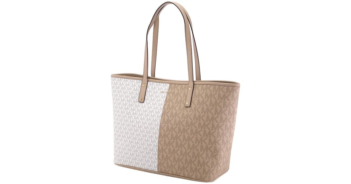Michael Kors Vanilla Multi Carter Signature Logo Semi Lux Tote Bag