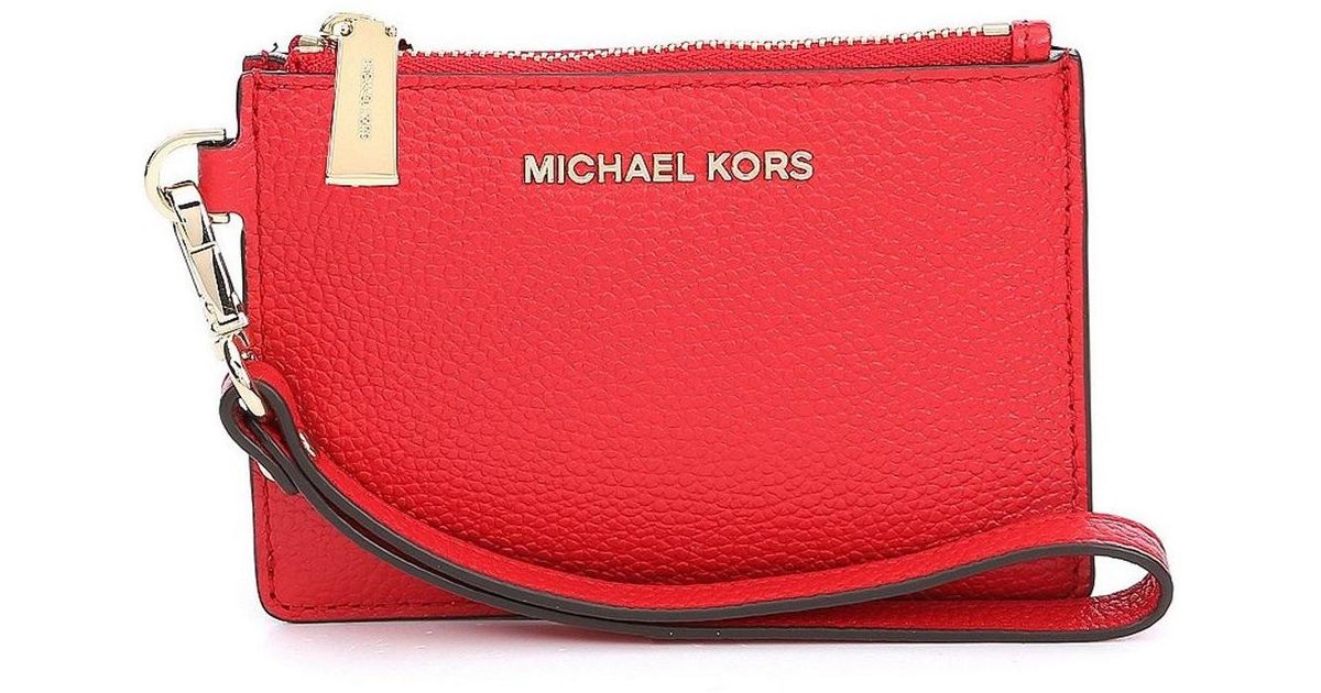 Michael Kors Ladies Pebbled Leather Small Coin Purse in Gold Tone,Red