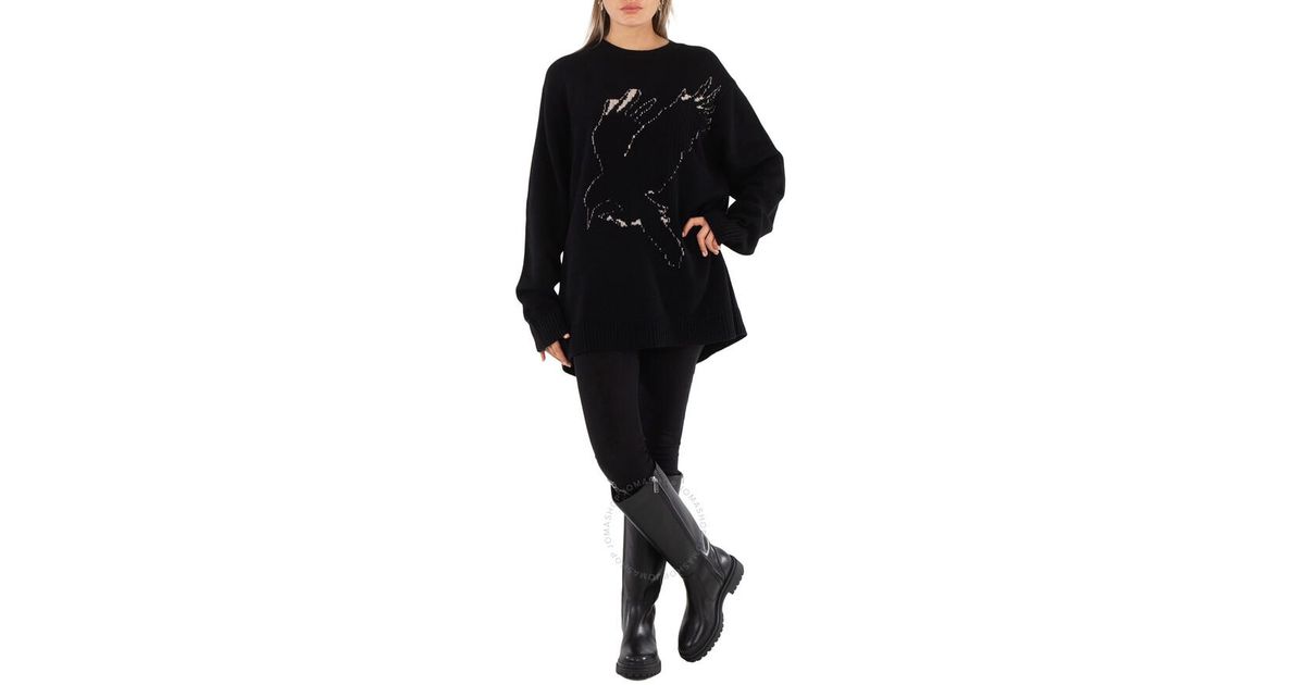 Y's Yohji Yamamoto Ys Wool Crow Motif Long-Sleeved Pullover