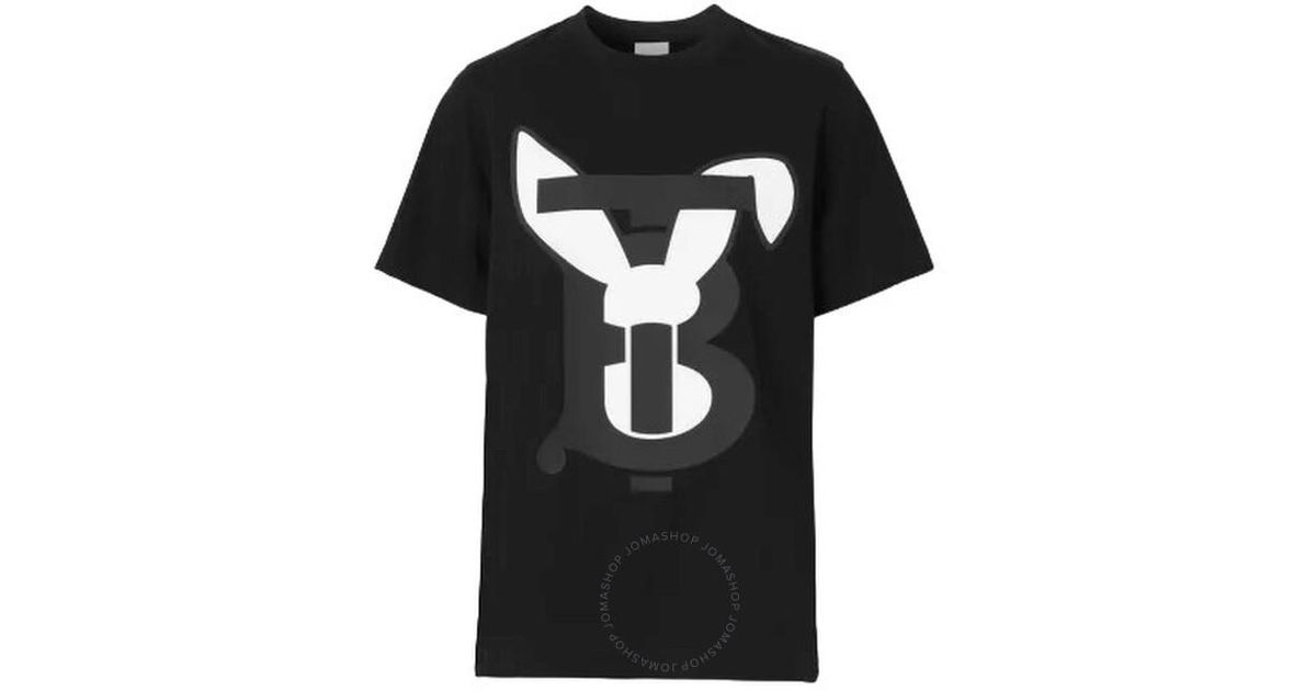 Burberry Margot Cotton Rabbit Print T-shirt in Black | Lyst