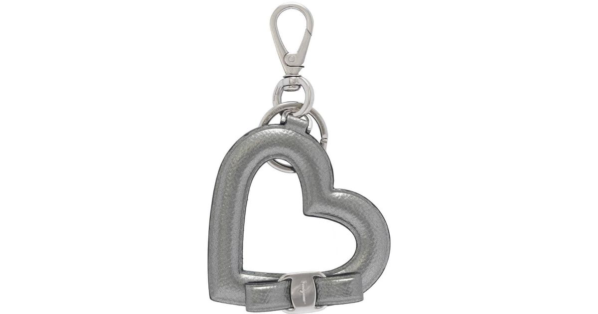 Ferragamo Silver Heart Logo Key Holder in Metallic Lyst