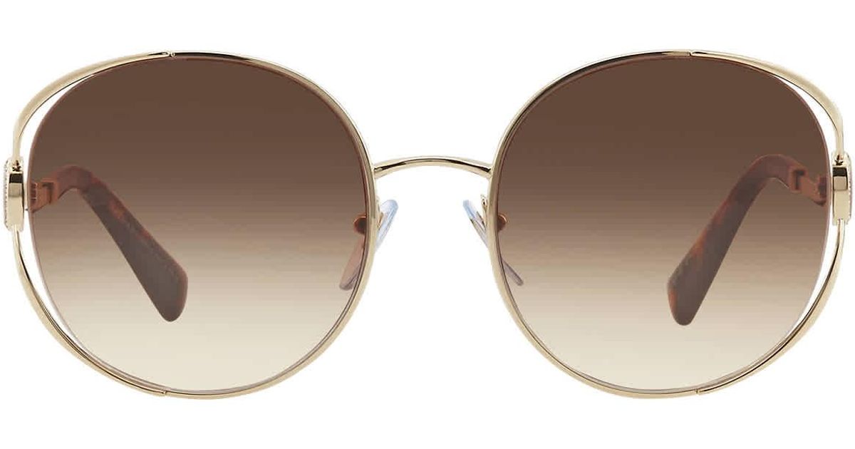 bvlgari Brown Gold Brown Gradient Round Sunglasses