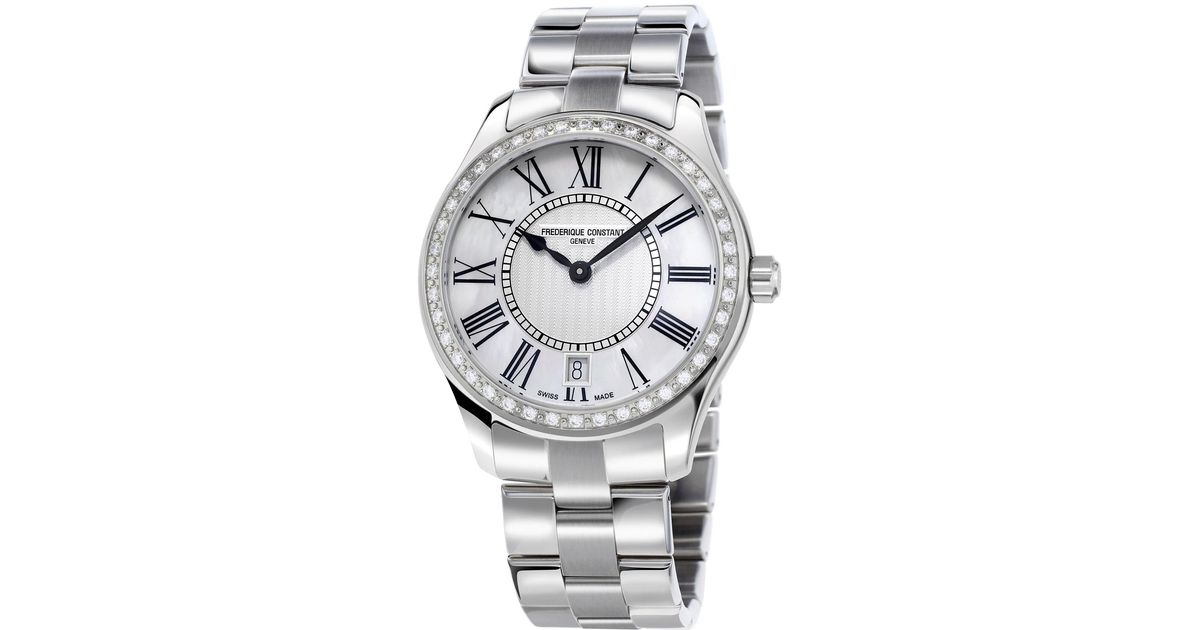 Frederique Constant Classics Quartz Diamond Watch in Gray Lyst