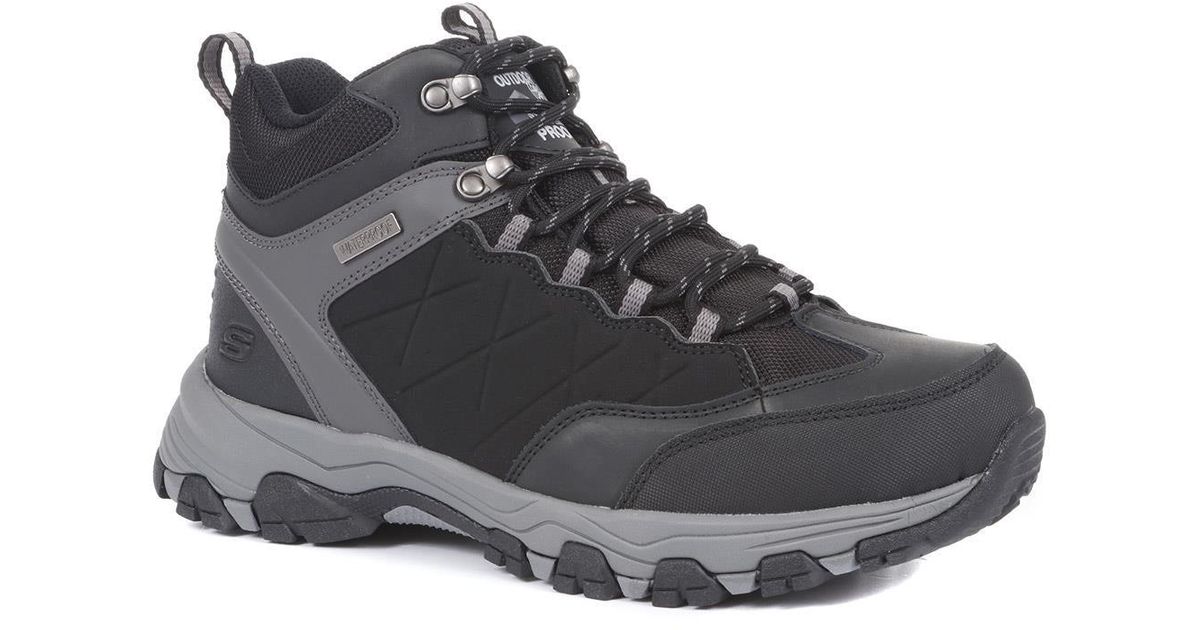 Skechers Leather Selmen Telago Waterproof Hiking Boots in Black for Men ...