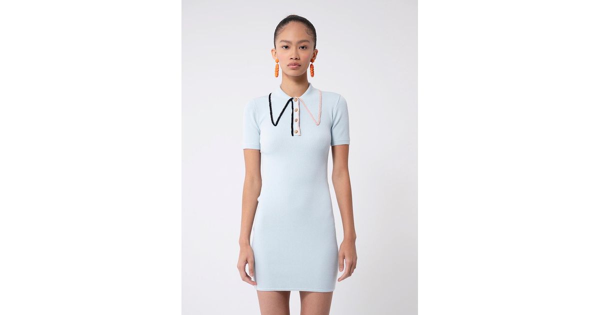 JoosTricot Gloss Short Sleeve Mini Polo Dress in White | Lyst