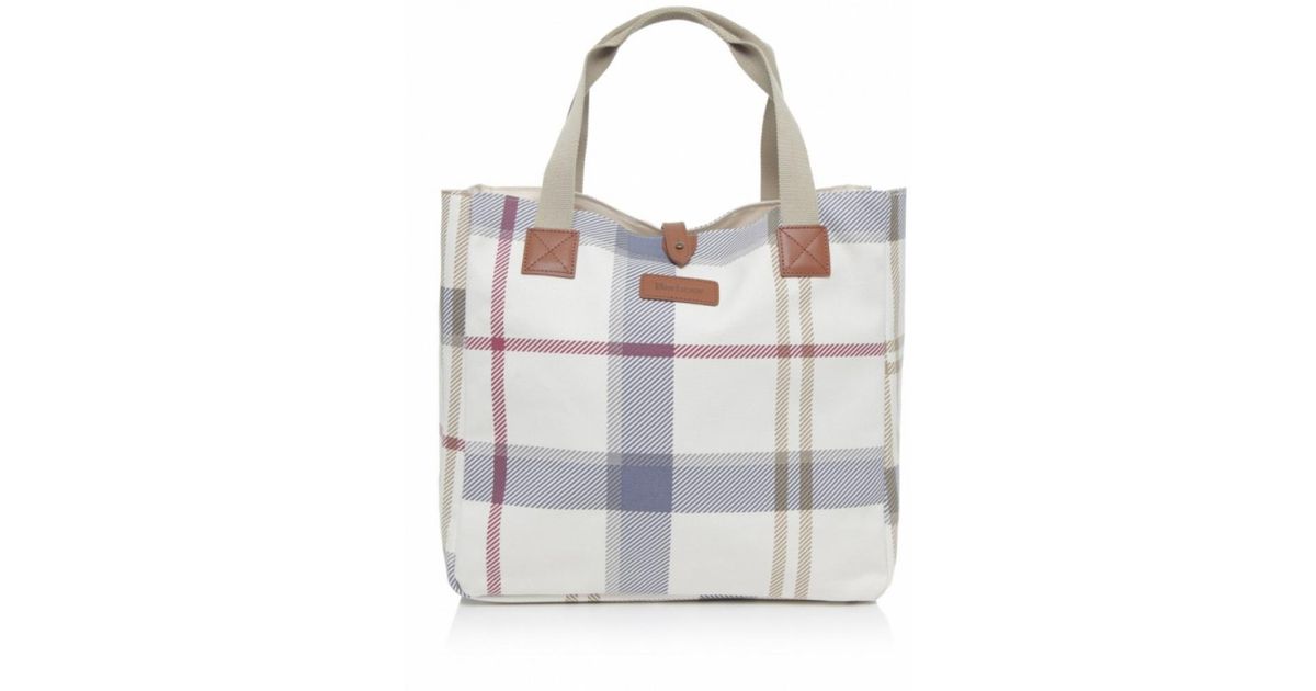 barbour tartan tote bag