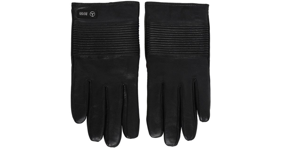 hugo boss black leather gloves