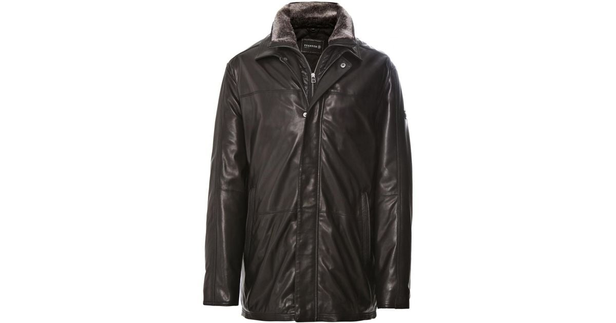 Trapper Gant Insert Leather Jacket in Black for Men - Lyst
