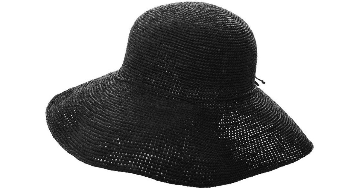 Rabarany Handwoven Wide Brim Raffia Hat in Black | Lyst UK