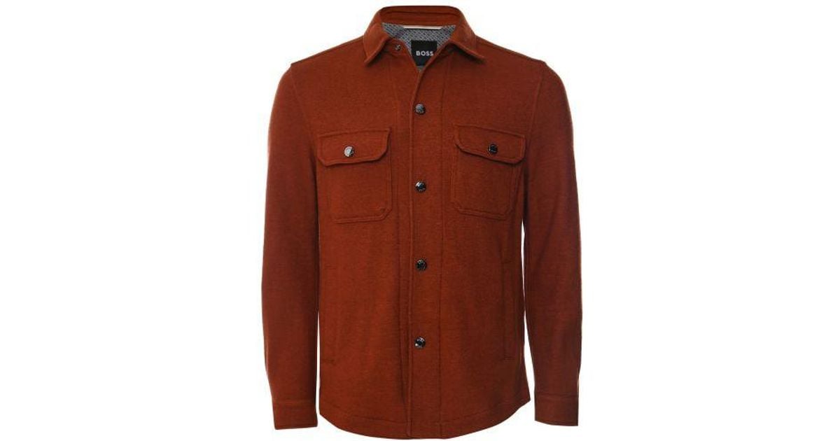 BOSS by HUGO BOSS Virgin Wool Ccarper Overshirt in Brown for Men Lyst UK