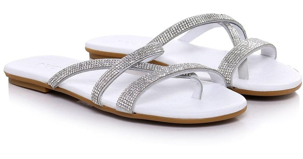 white diamante sandals