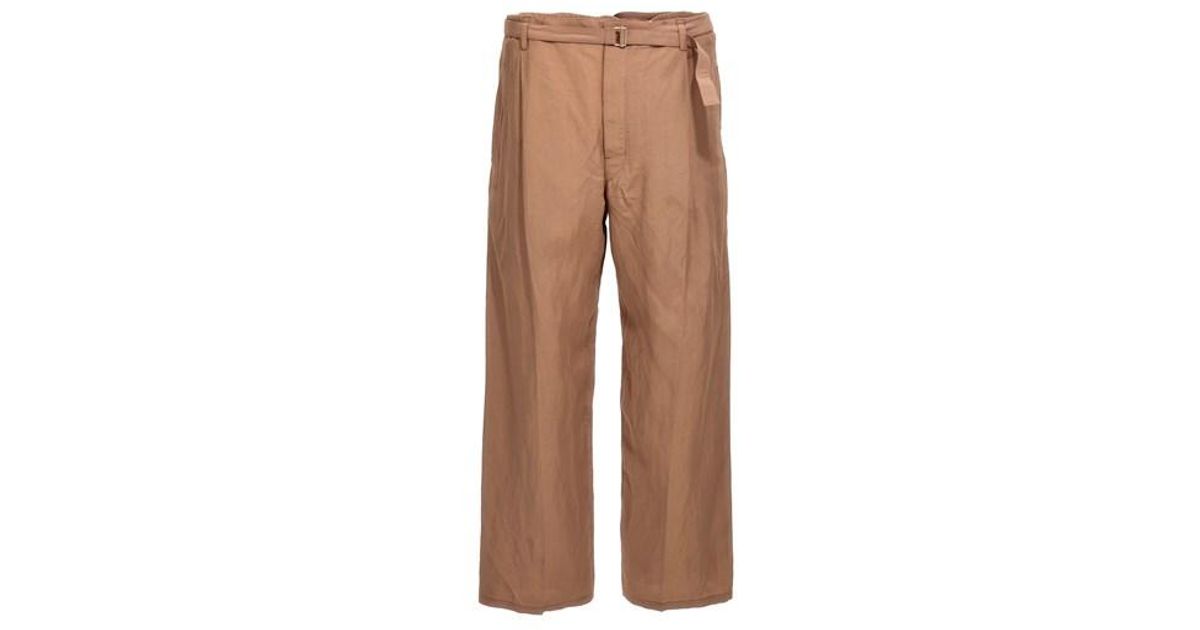 Lemaire Belted Easy' Pants in Brown for Men | Lyst