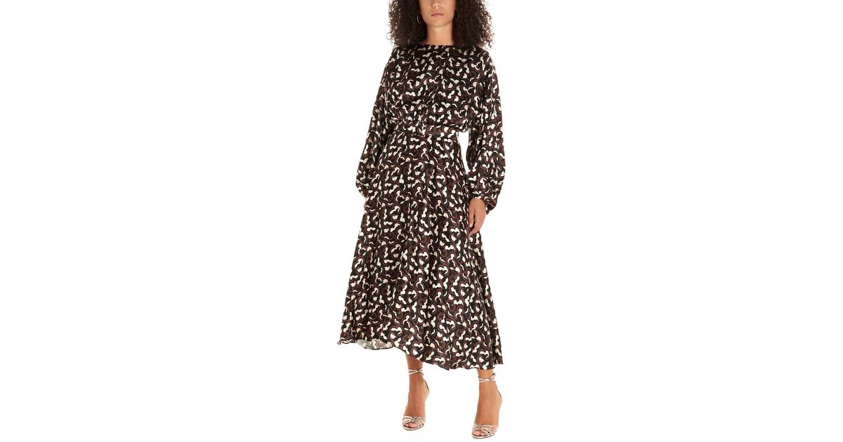 Saloni Belted Paisley All Over Print Midi Dress in Black - Save 1% - Lyst