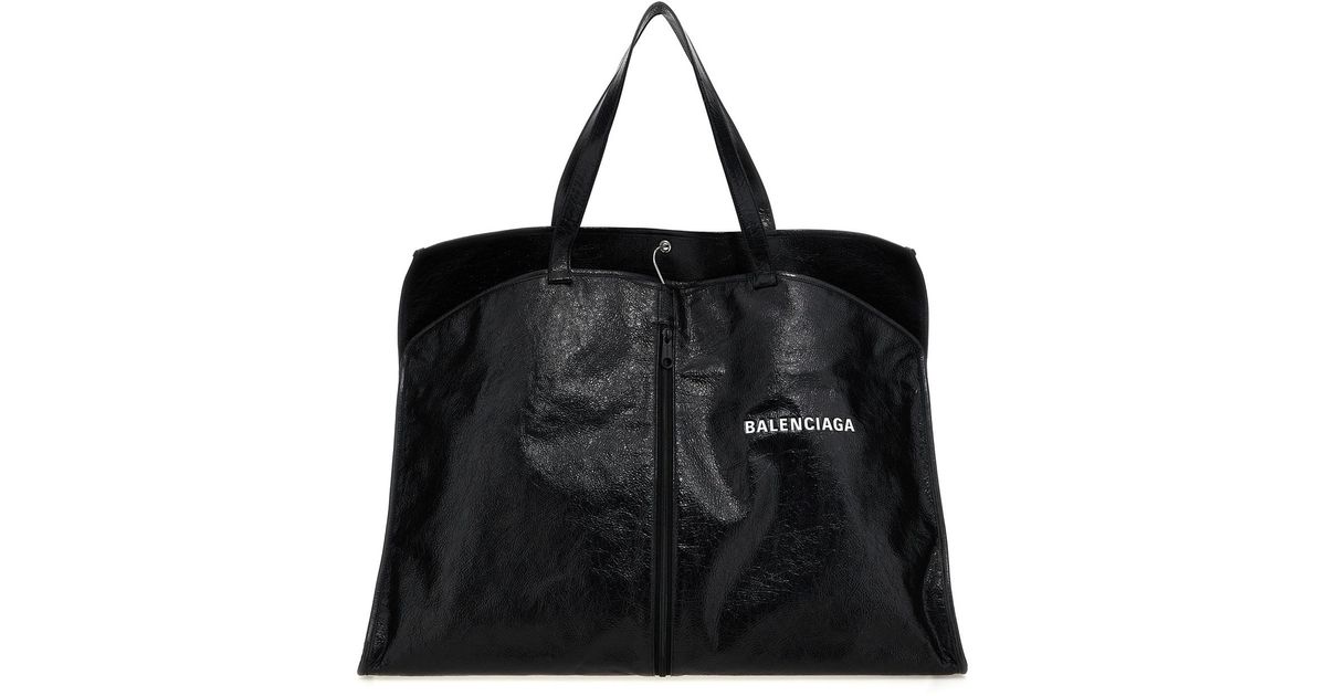 トートバッグ BALENCIAGA 'Borsa Porta Abiti Shopper' shopping bag Black Balenciaga 'Borsa Porta Abiti Shopper' Shopping Bag in Black