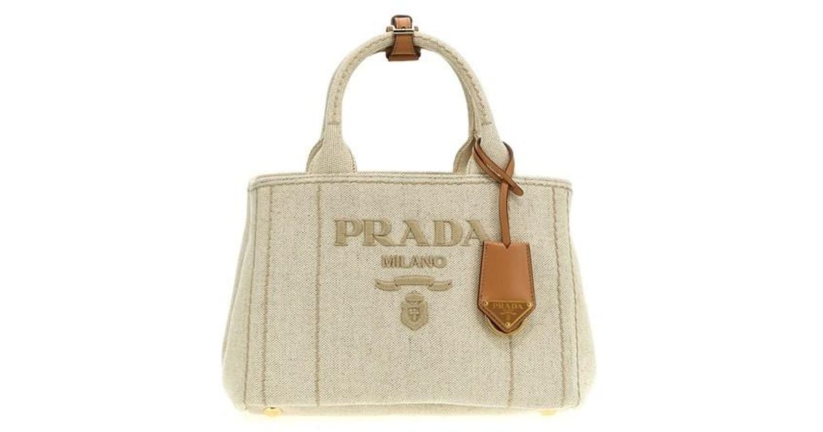 Prada giardiniera printed canvas cheap tote