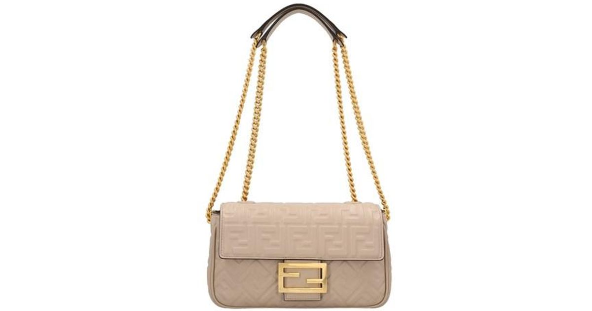 Fendi 'baguette Chain Midi' Shoulder Bag in Natural Lyst